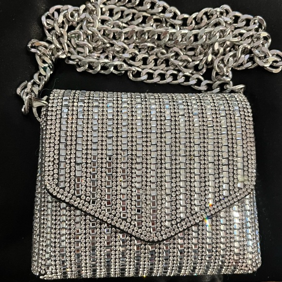 ALDO Mini Silver Rhinestone Chain Bag - Picture 7 of 7